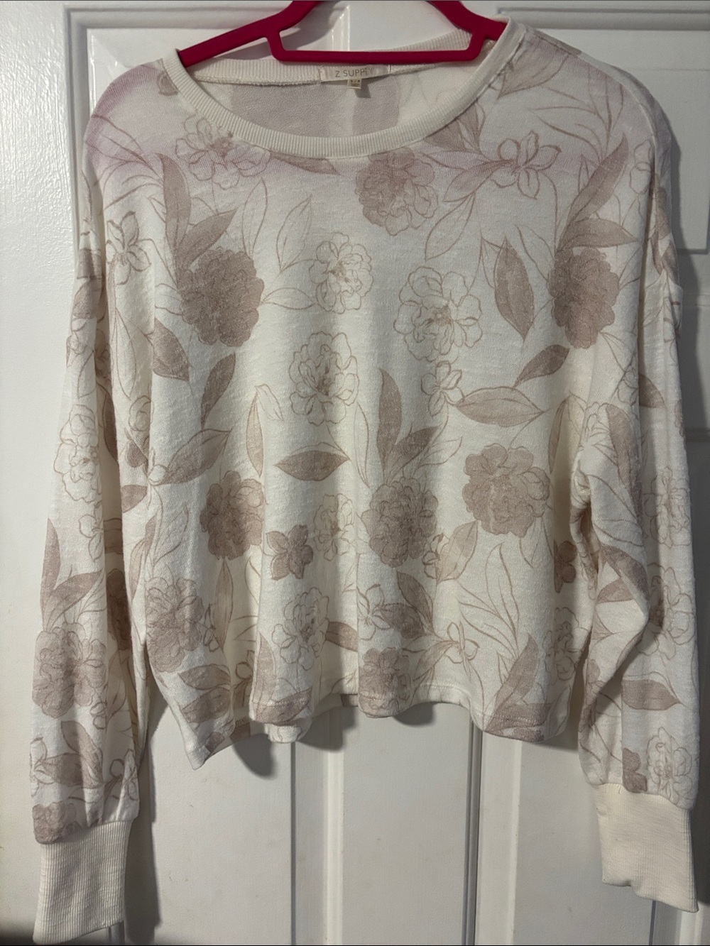 Z Supply Women’s Cream Floral Lightweight Soft Knit Size S/P